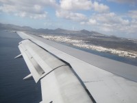 Landeanflug auf Lanzarote.